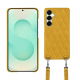 Samsung Galaxy S25+ケース、ショルダーストラップ付き - Jaune soulèu - Couture ( Pantone #F3B934 )