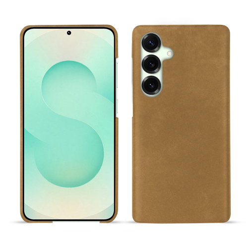 Customisable luxury Galaxy S25+ back cover in leather | NoreveSable vintage ( Pantone #9b7340 ) 