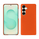 Samsung Galaxy S25+ leather cover - Orange fluo ( Pantone #ff5406 ) 