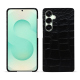 Coque cuir Samsung Galaxy S25+ - Crocodile nero ( Noir / Black) 