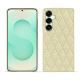 Samsung Galaxy S25+ leather cover - Ivoire - Couture ( Pantone #d6d6c6 ) 