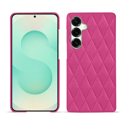 Customisable luxury Galaxy S25+ back cover in leather | NoreveRose BB - Couture ( Pantone #DB599F )