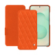 Samsung Galaxy S25+ leather case - Orange fluo - Couture ( Pantone #ff5406 ) 