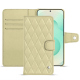 Capa de couro para carteira Samsung Galaxy S25+ - Beige - Couture ( Nappa - Pantone #ceb888 ) 