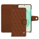 Capa de couro para carteira Samsung Galaxy S25+ - Marron - Couture ( Nappa - Pantone #8B4720 ) 