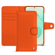Samsung Galaxy S25+ leather wallet case - Orange fluo ( Pantone #ff5406 ) 