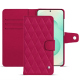 Étui portefeuille cuir Samsung Galaxy S25+ - Rose fluo - Couture ( Pantone #ff16b4 ) 