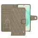 Samsung Galaxy S25+ leather wallet case - Darboun sabla - Couture ( Pantone #BCB1A1 )