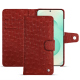 Funda de piel para cartera Samsung Galaxy S25+ - Autruche ciliegia ( Pantone #a4343a ) 