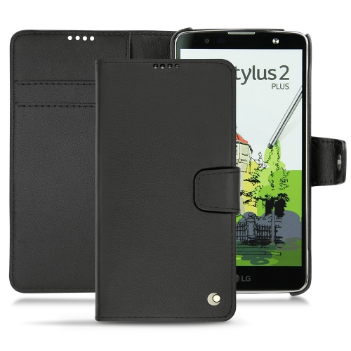 LG Stylus 2 Plus leather case - Noir ( Nappa - Black ) 