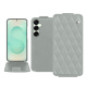 Housse cuir Samsung Galaxy S25+ - Gris - Couture ( Nappa - Pantone #c1c6c8 ) 