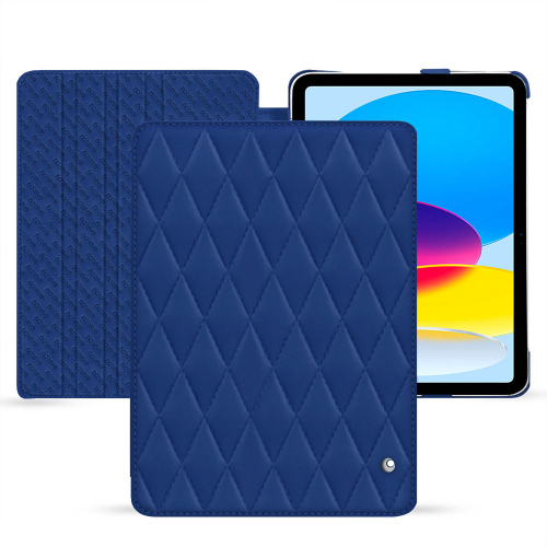 Funda de piel de lujo con solapa para iPad de AppleBleu océan - Couture ( Nappa - Pantone #15458a) 
