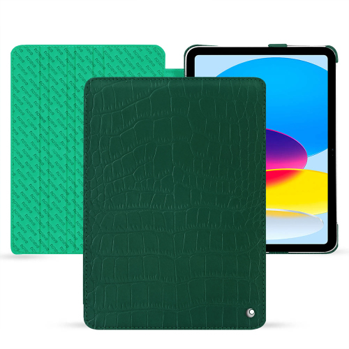 Housse Luxe Rabat en cuir pour Apple iPadCrocodile pino ( Pantone #173F35 ) 