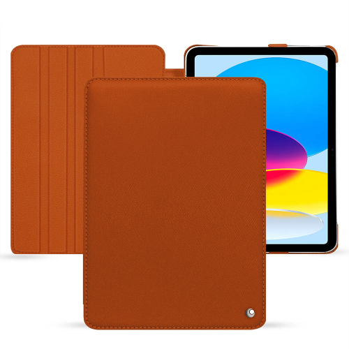 Apple iPad用高級レザーケース（フラップ付きOrange vibrant ( Pantone #e36b39 ) 