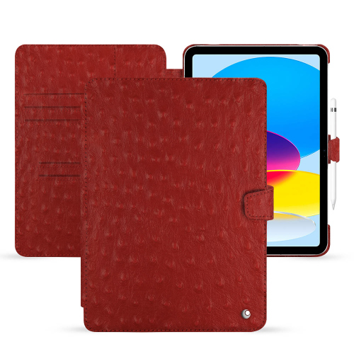 Housse Premium Cuir Apple iPadAutruche ciliegia ( Pantone #a4343a ) 