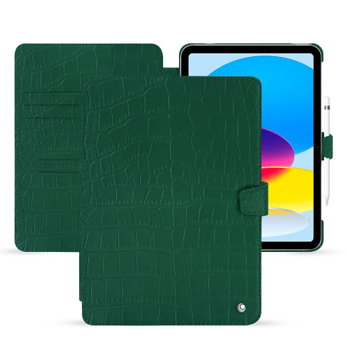 Funda de piel Premium para Apple iPadCrocodile pino ( Pantone #173F35 ) 