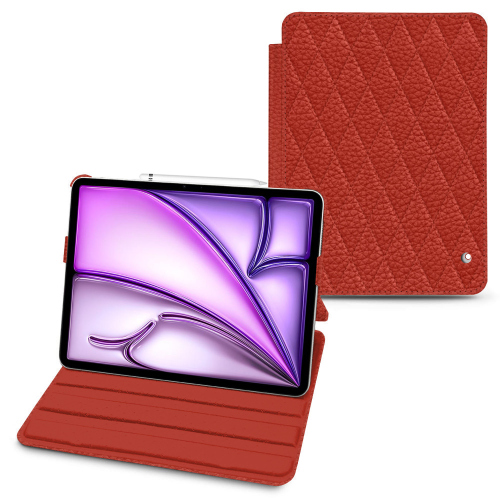 Étui à rabat en cuir premium pour Apple iPad Air 13 | NorevePapaye - Couture ( Pantone #b54317 ) 