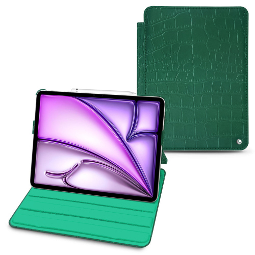 Klapptasche aus Premium-Leder für Apple iPad Air 13 | NoreveCrocodile pino ( Pantone #173F35 ) 