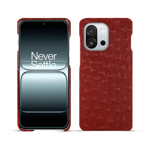 Funda premium OnePlus 13T – Protección de cuero a medida NoreveAutruche ciliegia ( Pantone #a4343a ) 