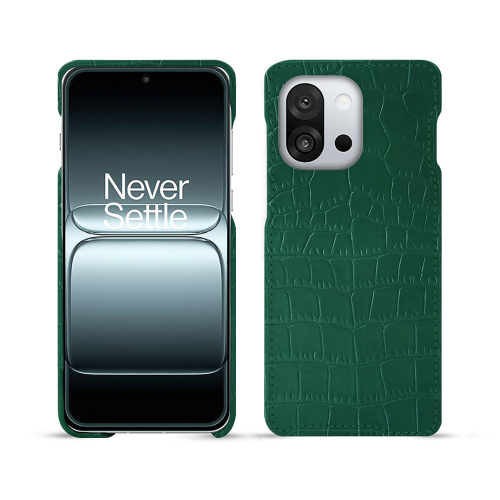 Custodia premium OnePlus 13T – Protezione in pelle su misura NoreveCrocodile pino ( Pantone #173F35 ) 