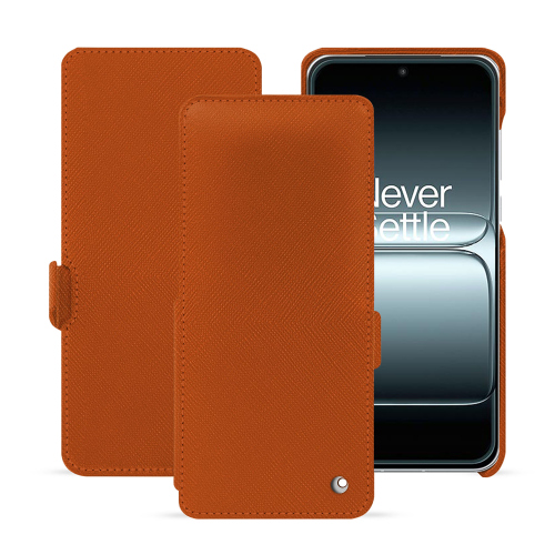 Luxury flip cover for OnePlus 13T – Custom-made Noreve caseOrange vibrant ( Pantone #e36b39 ) 
