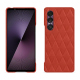 Sony Xperia 1 VII leather cover - Arange clouquié - Couture ( Pantone #D33108 )