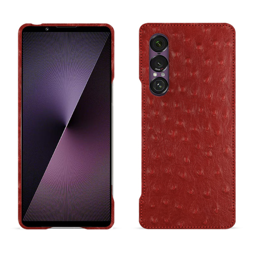 Custodia Sony Xperia 1 VII di alta gamma | Custodia in pelle di lusso NoreveAutruche ciliegia ( Pantone #a4343a ) 