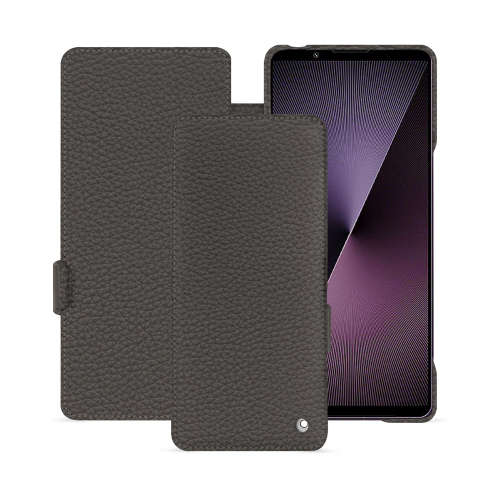 Sony Xperia 1 VII luxury flap cover | Noreve made-to-measure premium shellAnthracite ( Pantone #41403c ) 