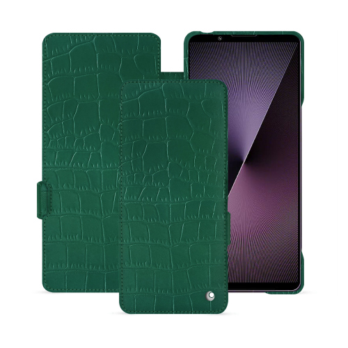 Funda de lujo para Sony Xperia 1 VII | Funda premium personalizada NoreveCrocodile pino ( Pantone #173F35 ) 