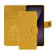 Étui portefeuille cuir Sony Xperia 1 VII - Jaune soulèu - Couture ( Pantone #F3B934 )