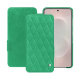 Housse cuir Samsung Galaxy S25 Edge - Menthe vintage - Couture ( Pantone #37b375 ) 