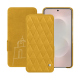 Samsung Galaxy S25 Edge leather case - Jaune soulèu - Couture ( Pantone #F3B934 )