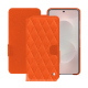Étui portefeuille cuir Samsung Galaxy S25 Edge - Orange fluo - Couture ( Pantone #ff5406 ) 