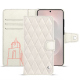 Samsung Galaxy S25 Edge leather wallet case - Blanc escumo - Couture ( Pantone #D6D6D1 )