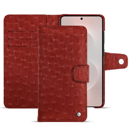 Funda billetera Samsung Galaxy S25 Edge - Lujo y personalización | NoreveAutruche ciliegia ( Pantone #a4343a ) 