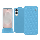 Housse cuir Samsung Galaxy S25 Edge - Bleu ciel - Couture ( Nappa - Pantone #abcae9 ) 