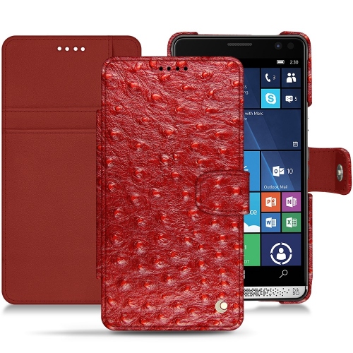 HP Elite x3 : Les coques en cuir chics et élégantes Autruche ciliegia ( Pantone #a4343a ) 