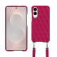 Coque avec bandoulière Samsung Galaxy S25 Edge - Rose fluo - Couture ( Pantone #ff16b4 ) 