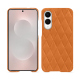 Samsung Galaxy S25 Edge leather cover - Mandarine vintage - Couture ( Pantone #d47231 ) 