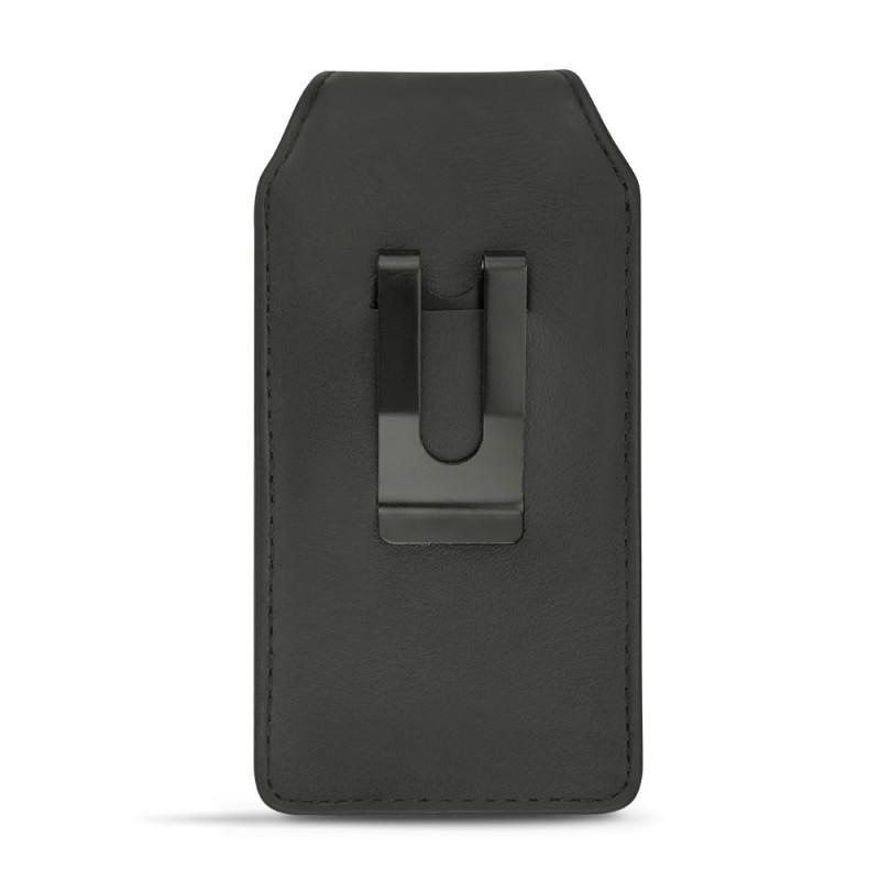 携帯電話用縦型ケース、全機種共通 - レザー製、 - Noir ( Nappa - Black ) 