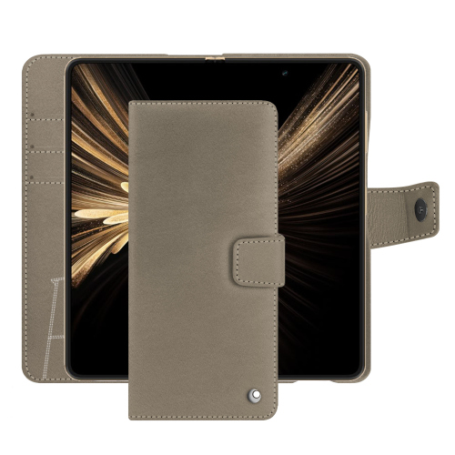 Honor Magic V5용 지갑형 케이스 | Noreve 럭셔리 가죽Darboun sabla ( Pantone #BCB1A1 )