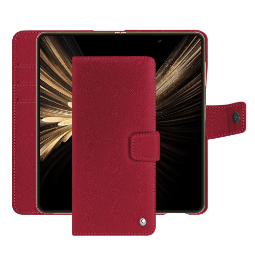 Honor Magic V5 皮质钱包保护套 | Noreve 奢华皮革Rouge passion ( Pantone #a6192e ) 