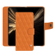 Honor Magic V5 leather wallet case - Orange - Couture ( Nappa - Pantone #ff9351 ) 