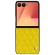 Custodia in pelle Samsung Galaxy Z Flip7 - Jaune fluo - Couture ( Pantone #c9ff57 ) 