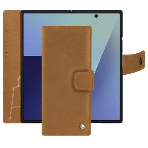 Capa carteira Galaxy Z Fold7 | Couro de luxo feito à medida NoreveCastan esparciate ( Pantone #824F2A )