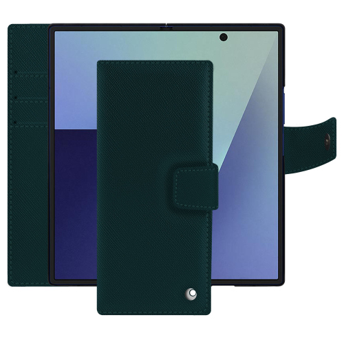 Galaxy Z Fold7用ウォレットケース | Noreveのオーダーメイド高級レザーVert séduisant ( Pantone #1d3c34 ) 