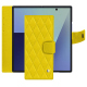 Étui portefeuille cuir Samsung Galaxy Z Fold7 - Jaune fluo - Couture ( Pantone #c9ff57 ) 