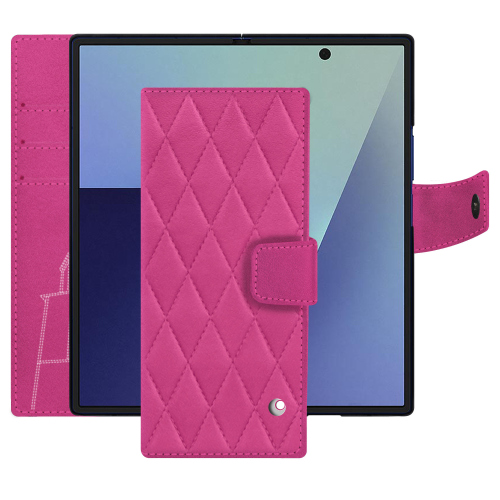 갤럭시 Z Fold7용 지갑형 케이스 | Noreve의 맞춤형 럭셔리 가죽Rose BB - Couture ( Pantone #DB599F )