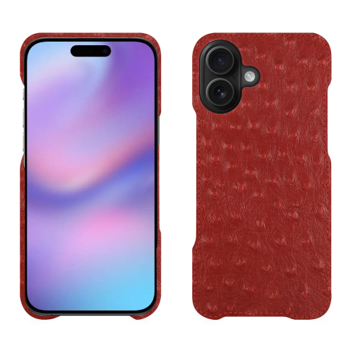 Coque arrière iPhone 17 luxe – Protection haut de gamme en cuir | NoreveAutruche ciliegia ( Pantone #a4343a ) 