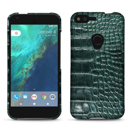 Capa em pele Google Pixel XLCrocodile pino ( Pantone #173F35 ) 